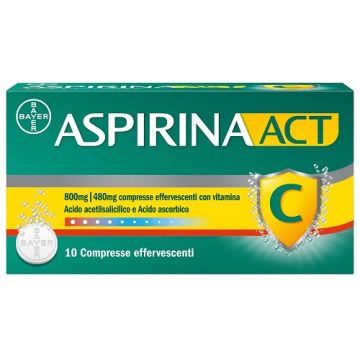 Aspirina Act 10 Compresse Effervescenti con Vitamina C - 800 + 480mg - Aspirinaact