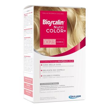 Bioscalin nutricolor plus 10,23 sabbia crema colorante 40 ml+ rivelatore crema 60 ml + shampoo 12 ml - 